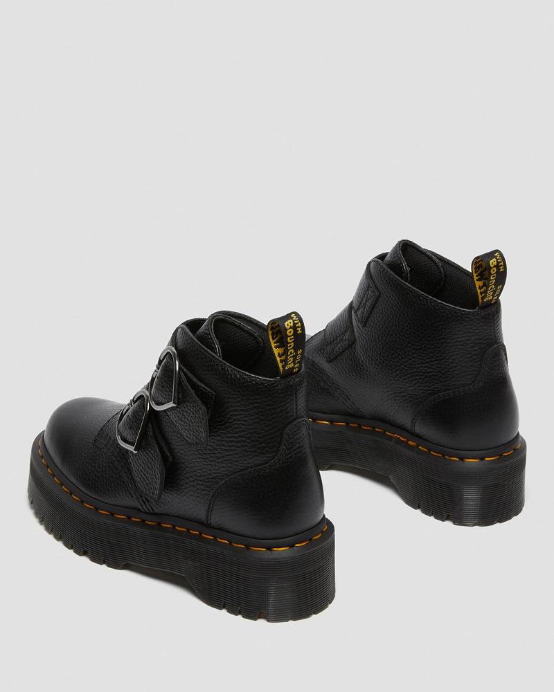 Women's Dr Martens Devon Heart Leather Platform Boots Black | AU 238OKI